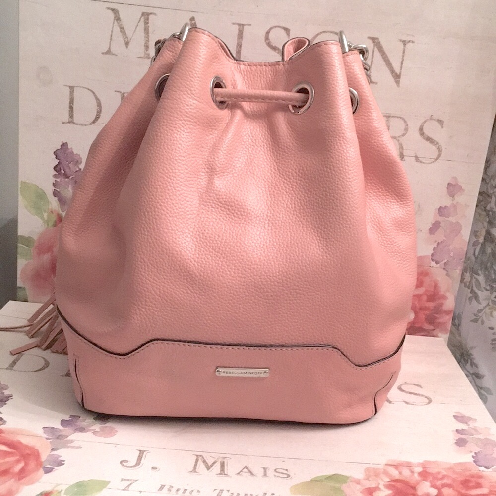 Like New! Rare 🎀 Rebecca Minkoff Pink Leather Full Size Lexie Tassel Bucket Bag! - Picture 7 of 15